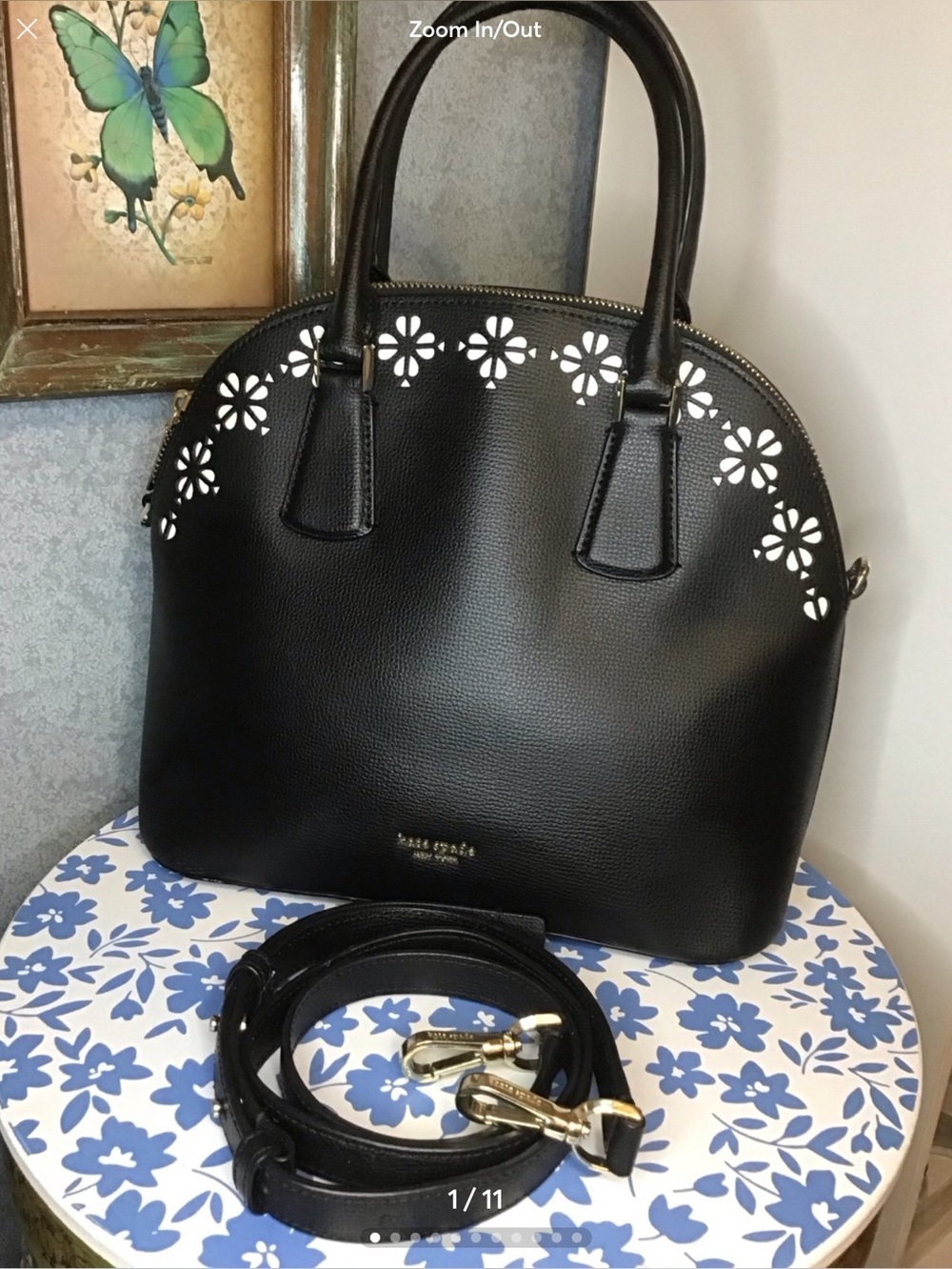 Kate spade Sylvia Lrg domed satchel perforated floral eyelet design